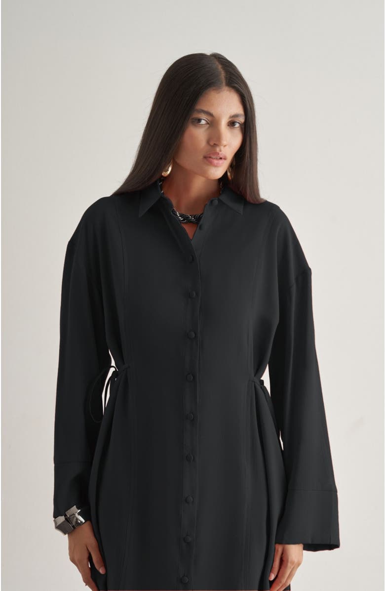 Mizalle Side-Tie Tunic, Main, color, Black