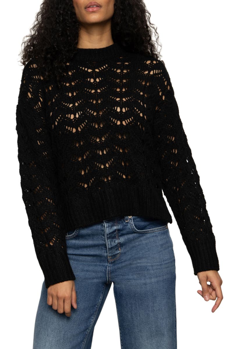 Sanctuary Boheme Open Stitch Sweater, Main, color, Black