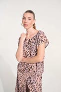 Joseph Ribkoff Pleated Scuba Crepe Animal Print Cocoon Top