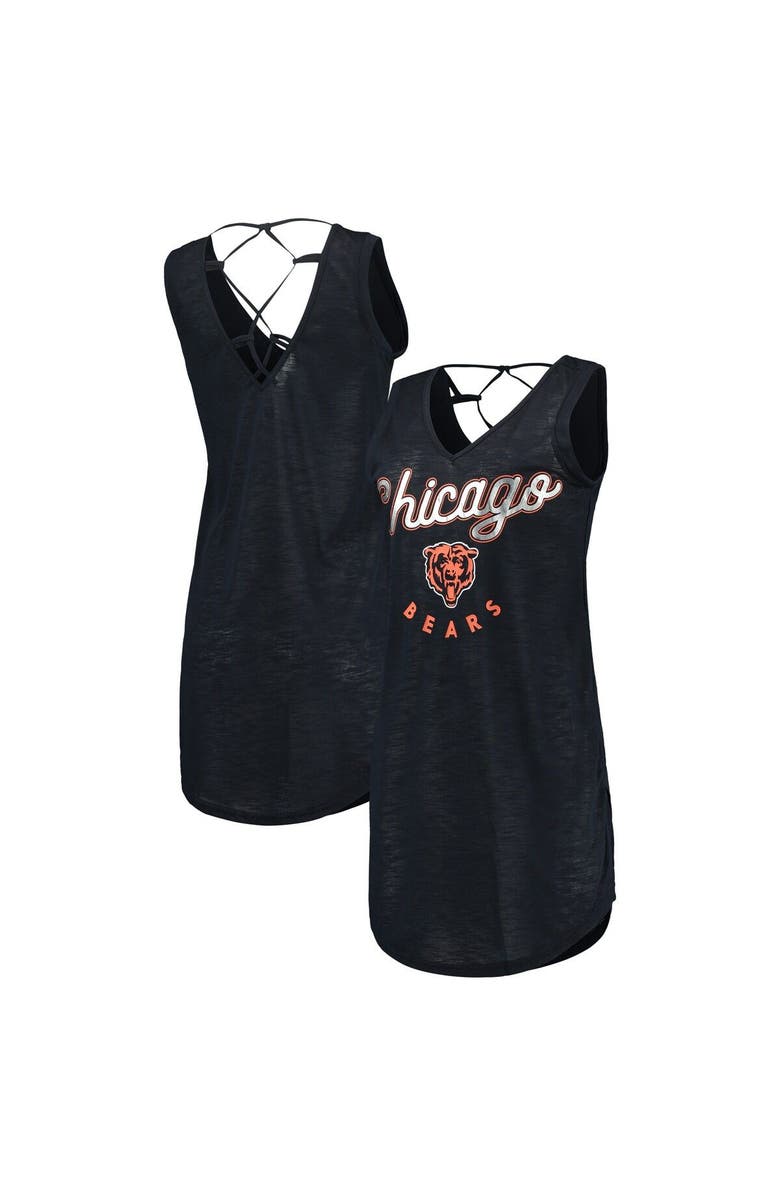 G-III 4HER BY CARL BANKS Women's G-III 4Her by Carl Banks Navy Chicago Bears Game Time Swim V-Neck Cover-Up Dress, Main, color,