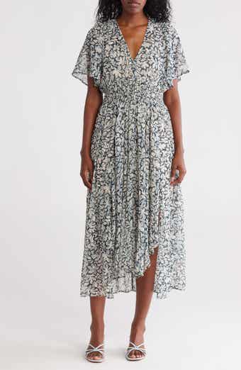 Lovestitch Floral Short Sleeve Smocked Waist Maxi Dress