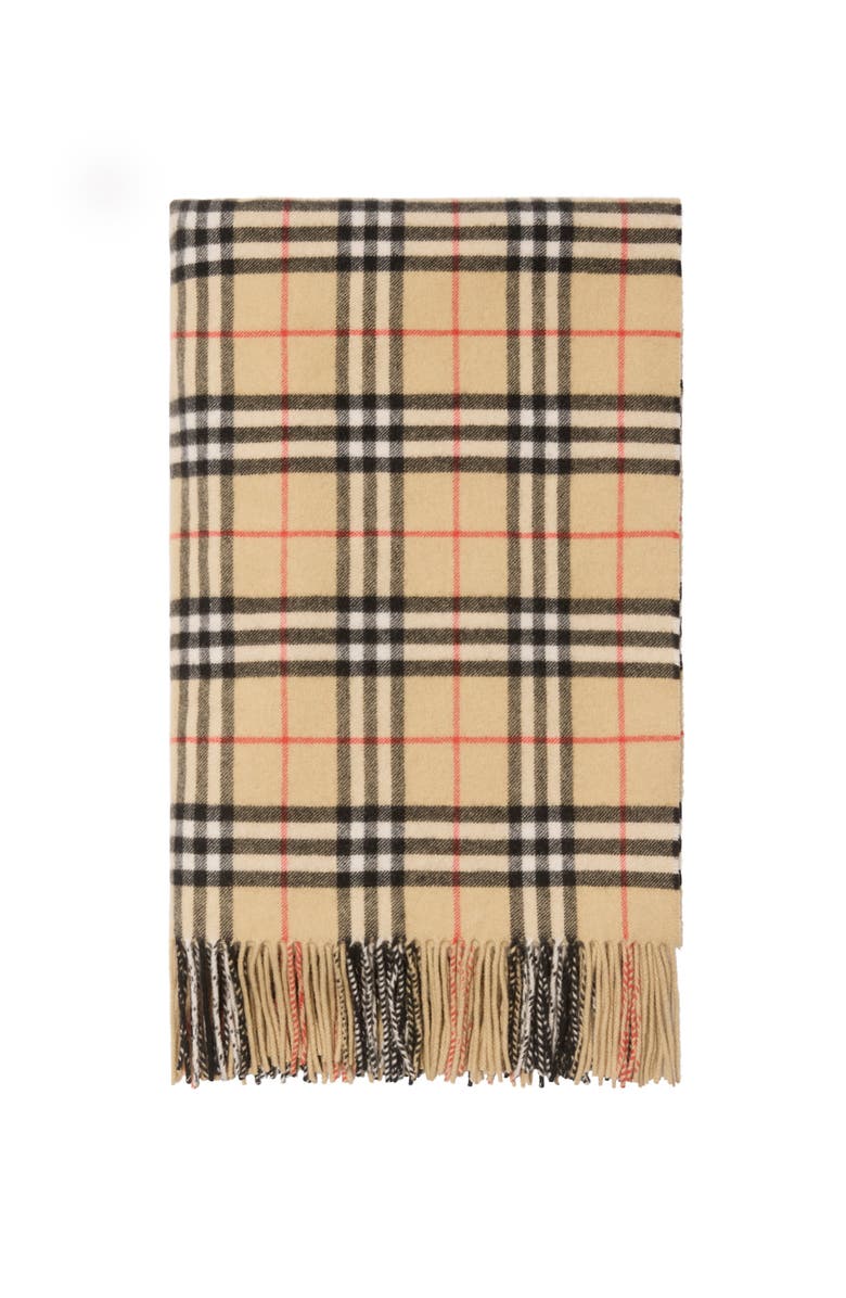 Burberry Check Cashmere Blanket, Main, color, Sand Beige