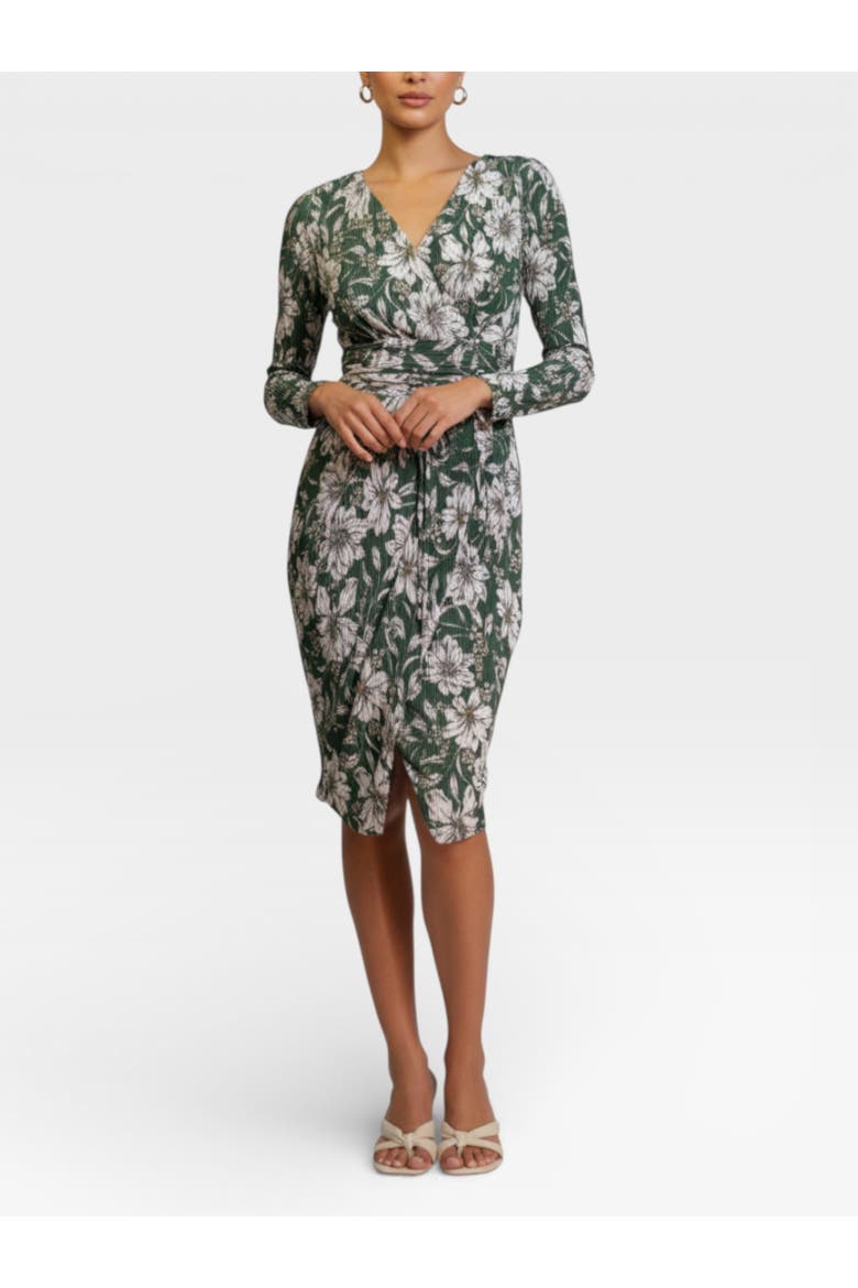 Printed Sylvia Wrap Midi Dress, Main, color, Spruce Bloom
