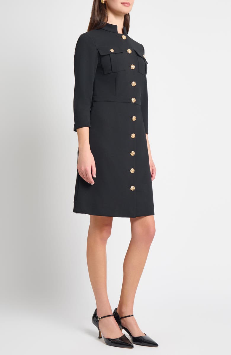 Ming Wang Deco Long Sleeve Crepe Sheath Dress, Alternate, color, Black