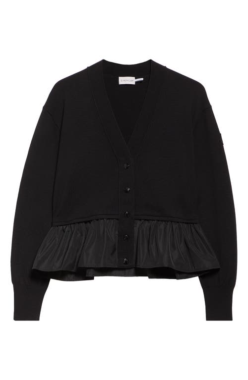 Moncler Cashmere Blend Cardigan Peplum Hem In Black