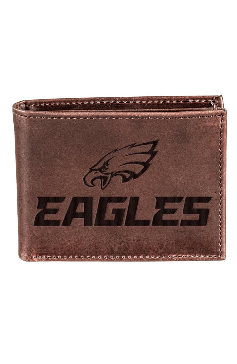Evergreen Enterprises Brown Philadelphia Eagles Bifold Leather Wallet, Main, color,