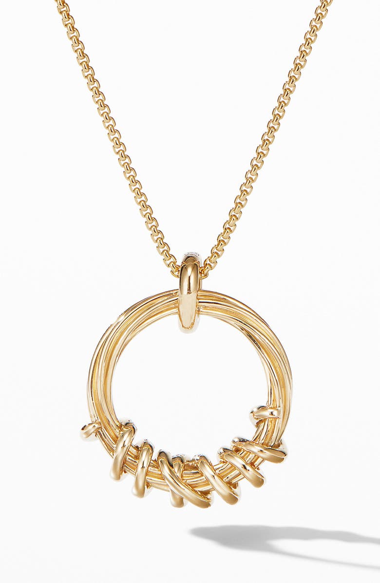 David Yurman Helena Round Pendant Necklace in 18K Yellow Gold with Diamonds, Alternate, color,