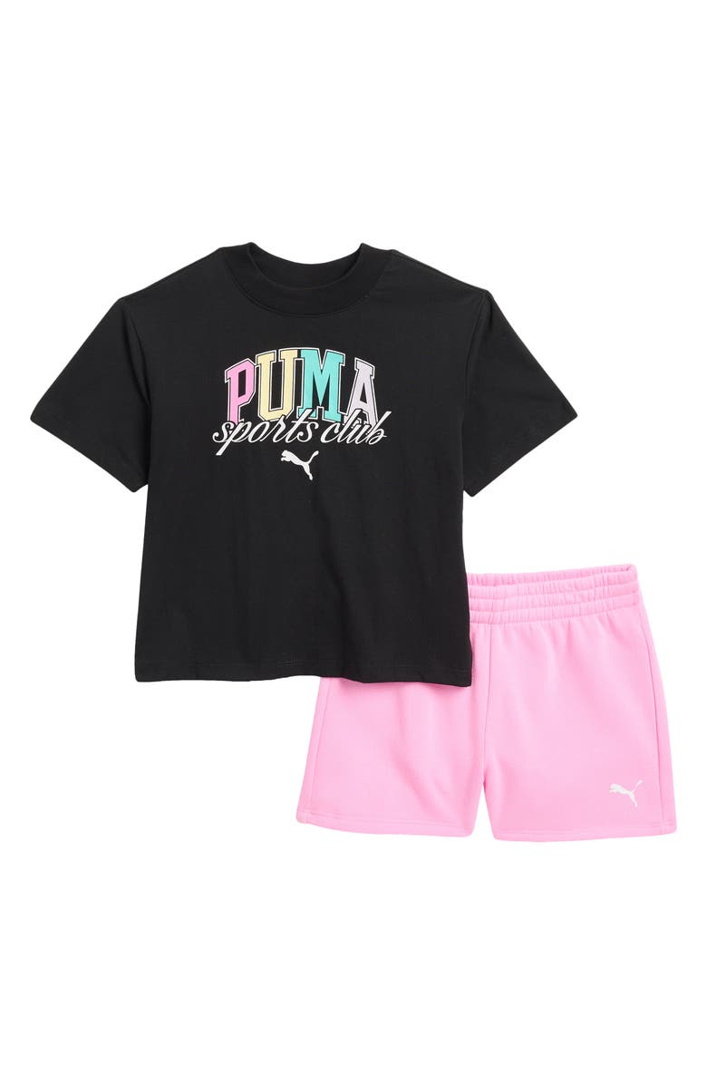 PUMA Kids' Logo Jersey T-Shirt & Shorts Set, Main, color,