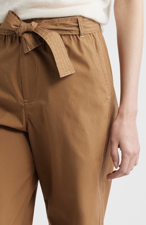 Wyeth Bailey Waist Tie Cotton Wide Leg Pants In Brown
