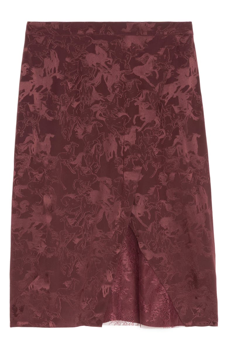 Zadig & Voltaire Julien Horse Print Jacquard Silk Skirt, Alternate, color, Burgundy