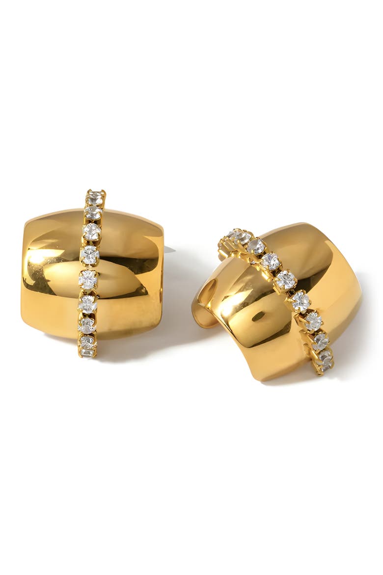 Mini Crystal Hoop Earrings, Main, color, GOLD