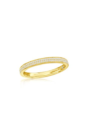 Suzy Levian Diamonds 14k Yellow Gold Diamond Stackable Half Eternity Band Ring In Yellow