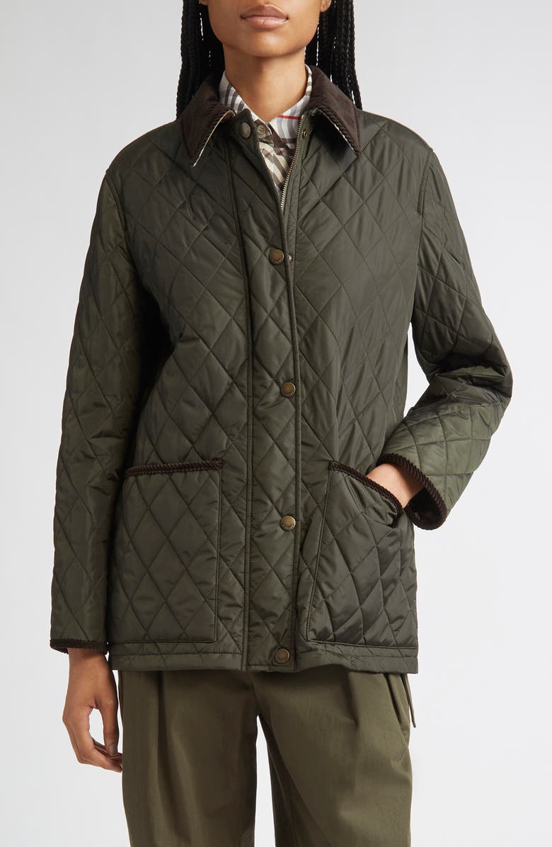 Burberry Quilted Nylon Coat, Main, color, Shale/ Brush Ip Check