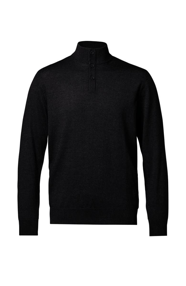 Charles Tyrwhitt Pure Merino Button Neck Sweater, Main, color, Charcoal Grey