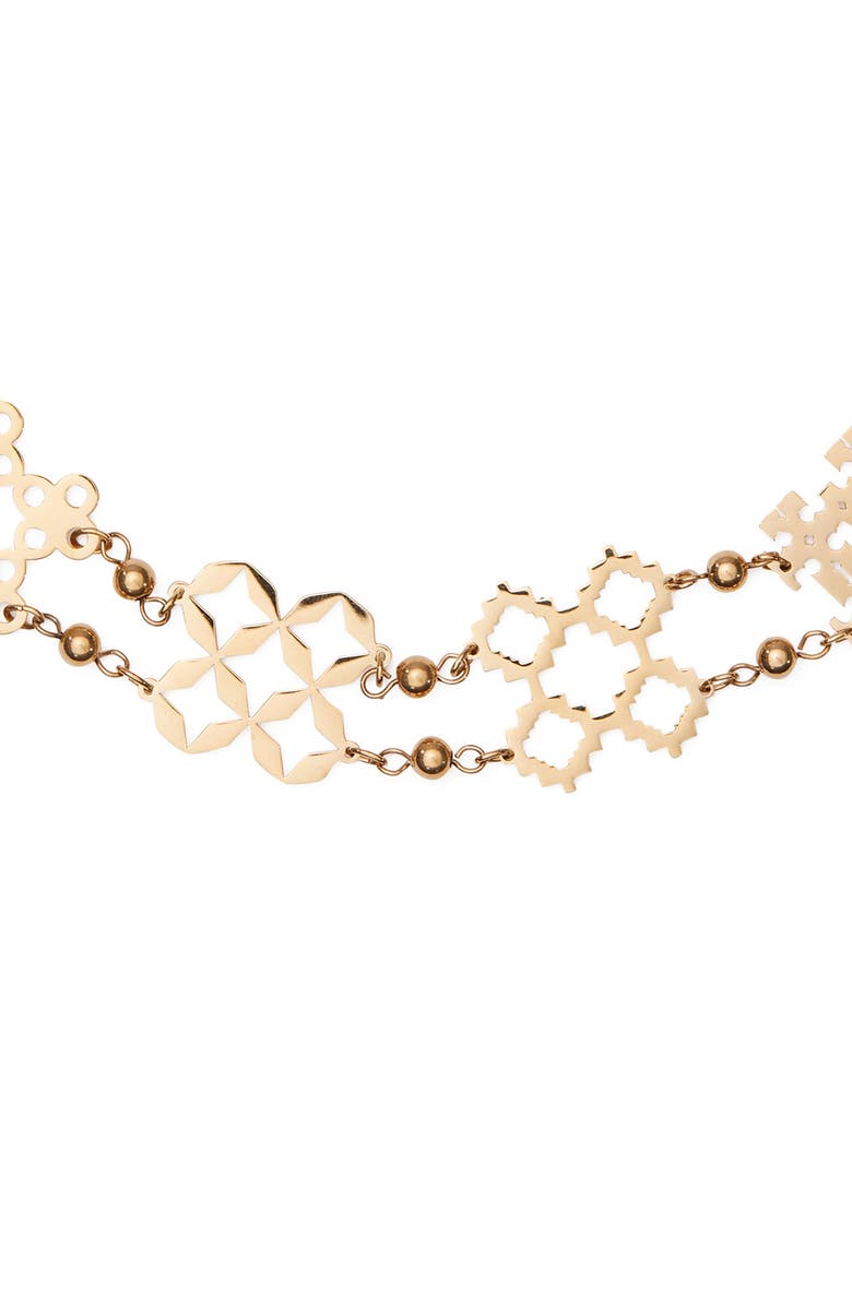 Tory Burch Forget Me Not Choker Necklace, Alternate, color, Tory Gold