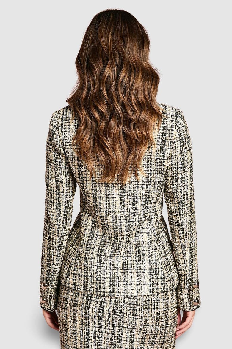 Sequin Tweed Fitted Blazer, Alternate, color, Mono