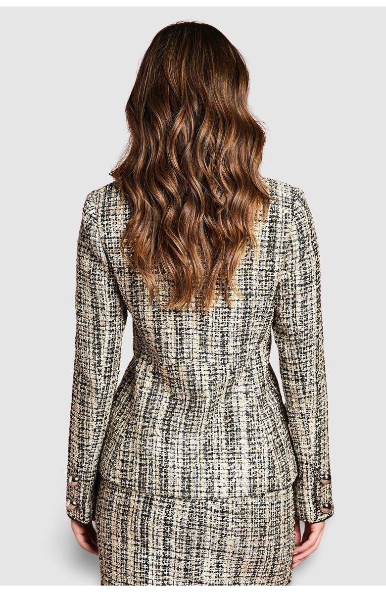 Coast Sequin Tweed Fitted Blazer, Alternate, color, Mono