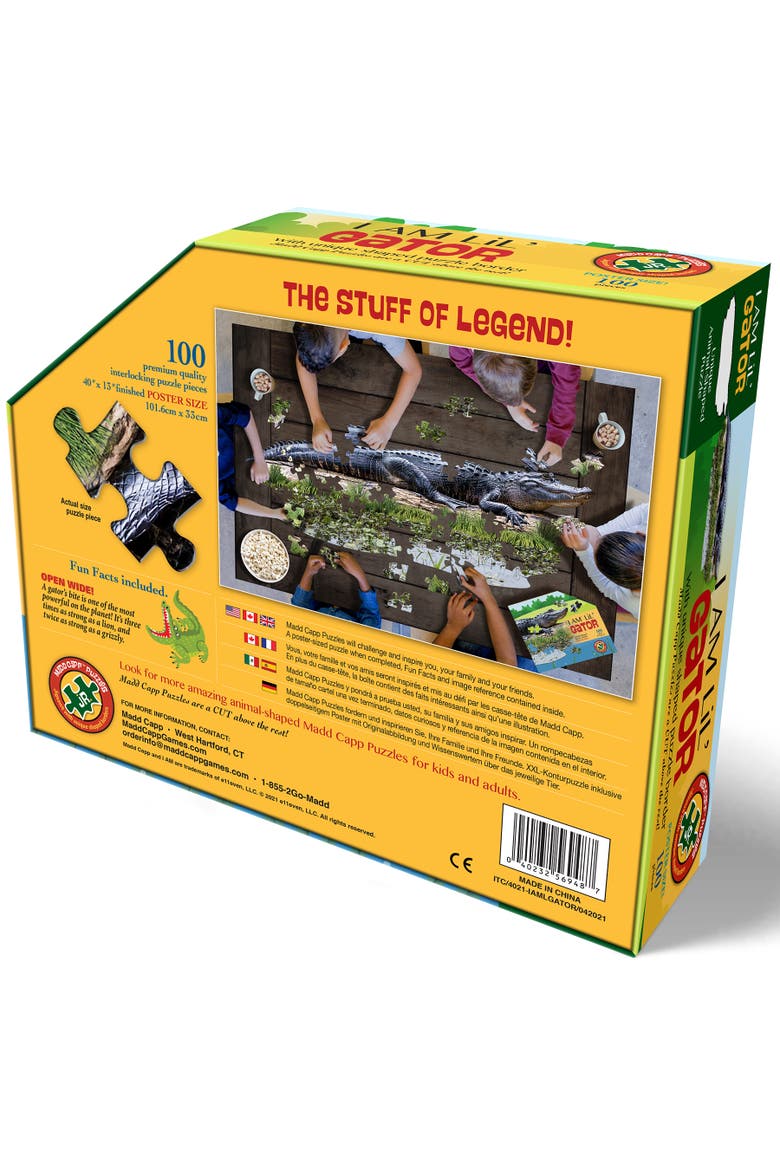 I Am Lil' Gator 100 Pieces Animal Shaped Jigsaw Puzzle, Multicolored, Alternate, color, Multicolored