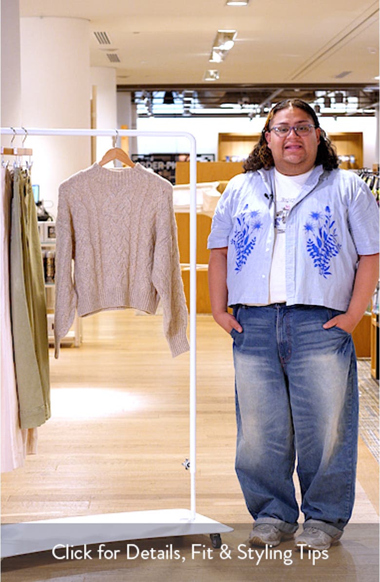 Dreamer Cable Stitch Mock Neck Sweater, sales video thumbnail