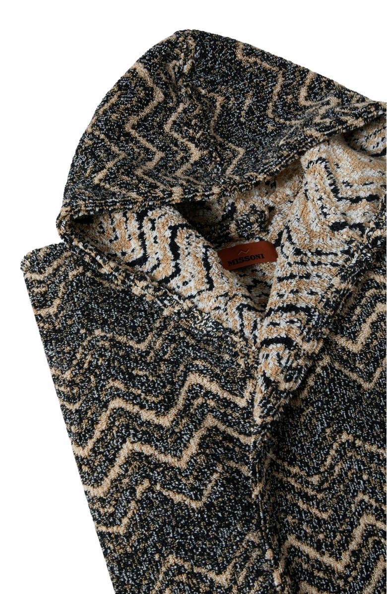 Missoni Home Azul Cotton Terry Chevron Bathrobe, Alternate, color, Brown
