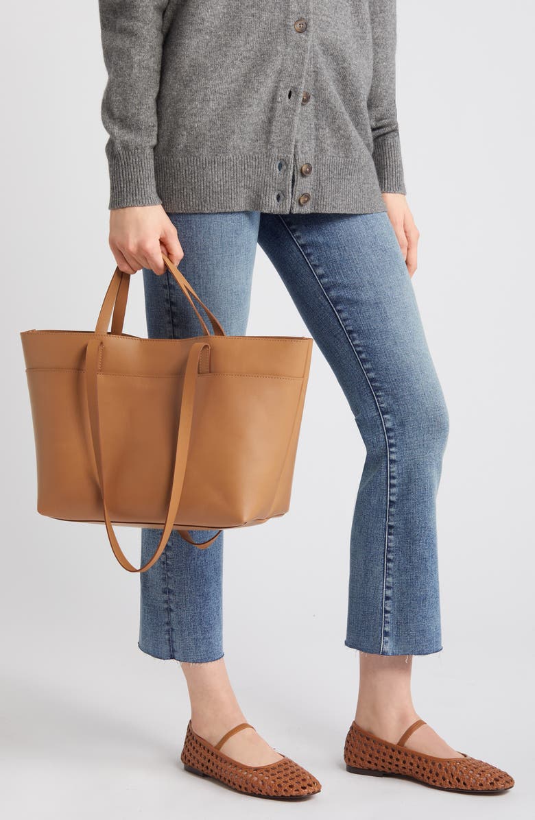 Madewell Medium Essentials Leather East/West Tote, Alternate, color, Carved Wood