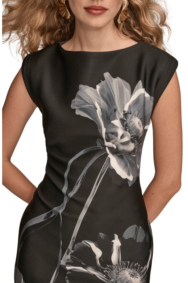 Floral Print Scuba Knit Sheath Dress, Alternate, color, BLACK MULTI