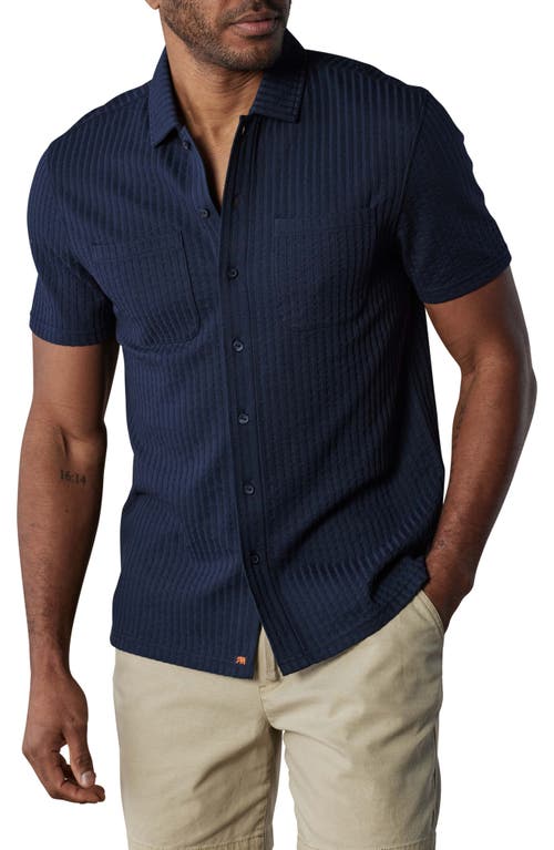 The Normal Brand Getaway Short Sleeve Knit Button-up Shirt In Navy