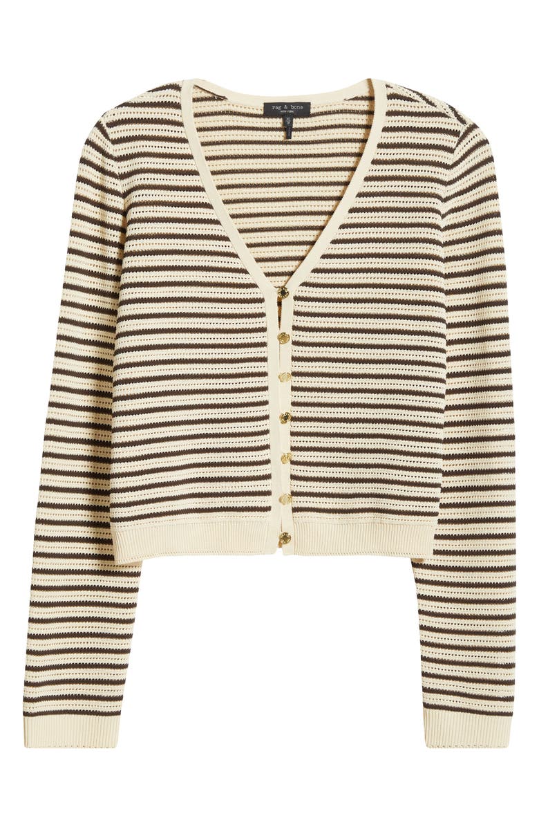 rag & bone Zoey Stripe Open Stitch Cotton Blend Cardigan, Alternate, color, Beigemult