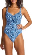Tommy Bahama Island Cays Shell Cove Tie Front One-Piece Swimsuit