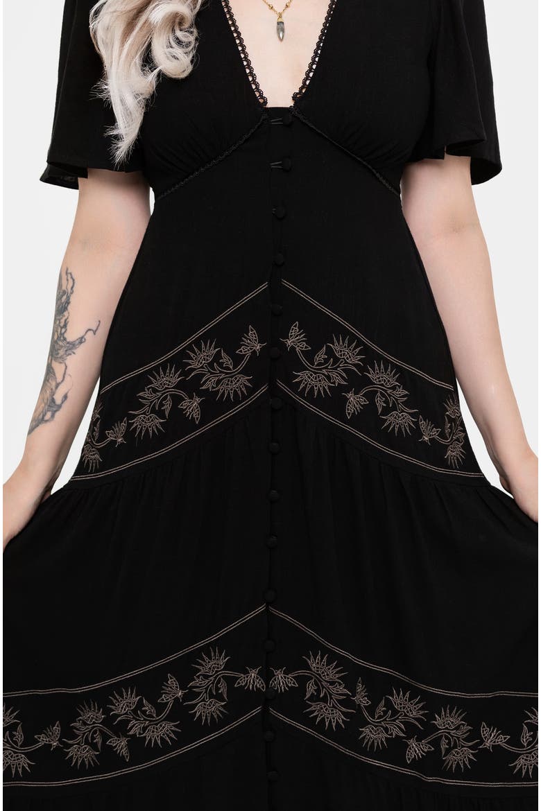 Dionaea Tiered Maxi Dress, Alternate, color, Black