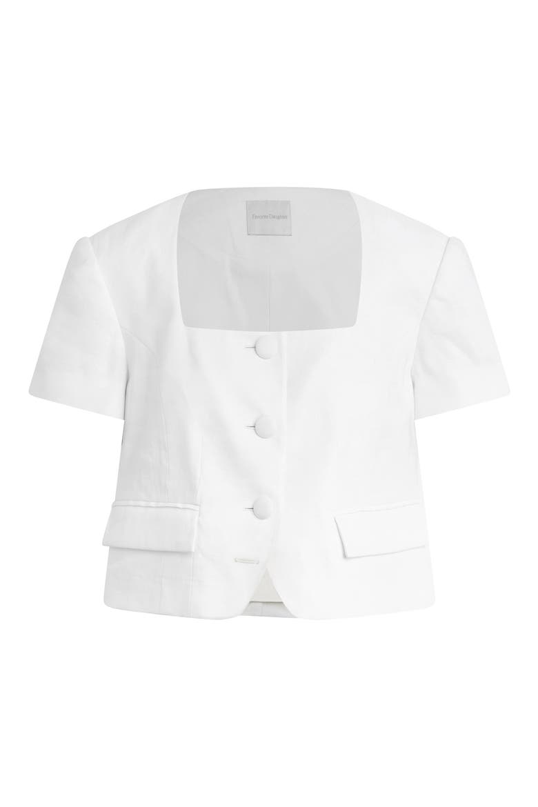 The Mayfair Linen Blend Top, Alternate, color, WHITE