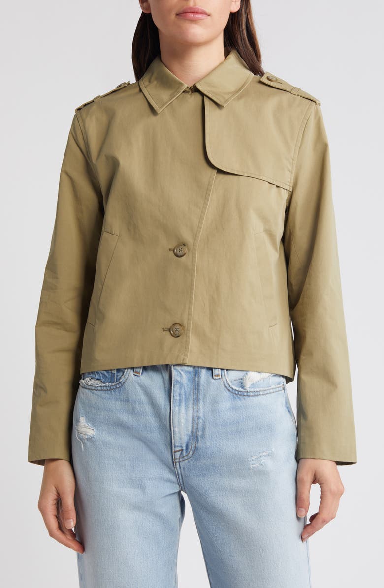 FRAME Short Trench Jacket, Alternate, color, Khaki
