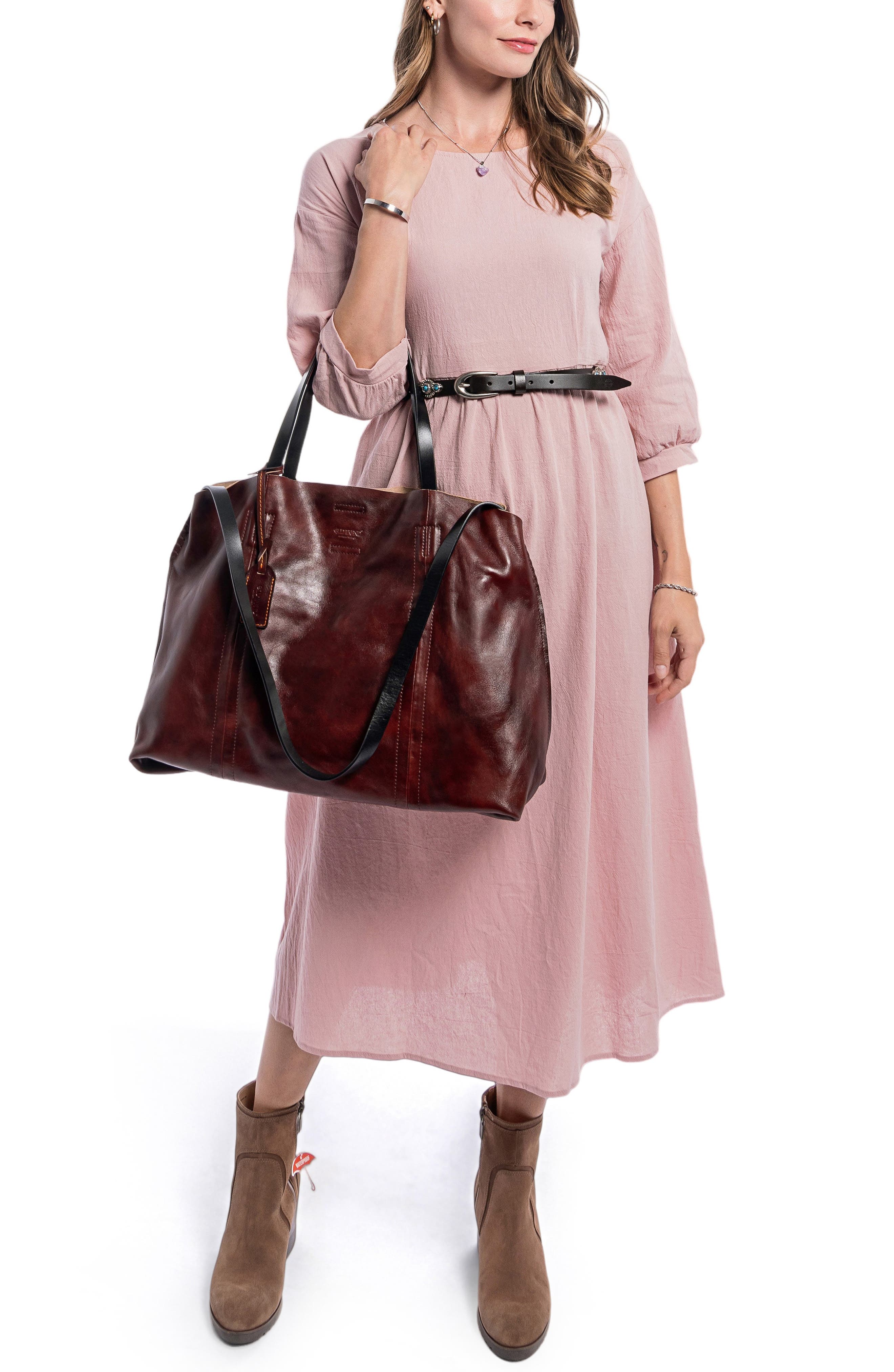 Forest Island Leather Tote Bag, Alternate, color, RUSTY RED