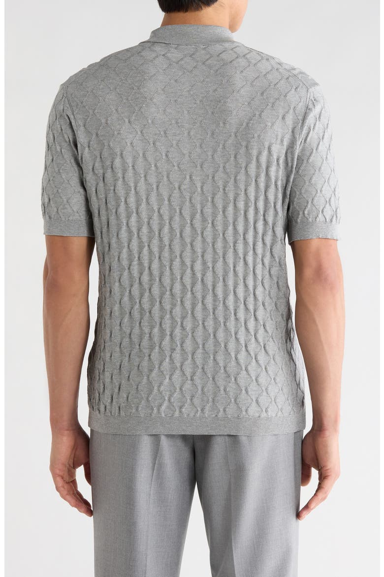 Dylan Cotton & Silk Jacquard Polo Sweater, Alternate, color, GREY