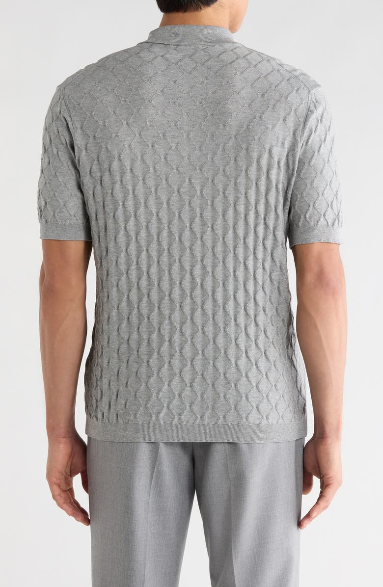 Jack Victor Dylan Cotton & Silk Jacquard Polo Sweater, Alternate, color, Grey