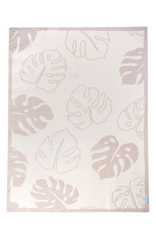 Coco Moon Monstera Leaf Bliss Fleece Throw Blanket In Tan