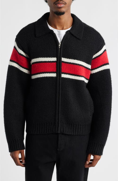 Obey Bernard Zip Cardigan In Black