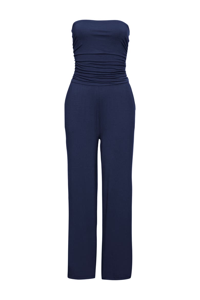 Strapless Jumpsuit, Alternate, color, Navy