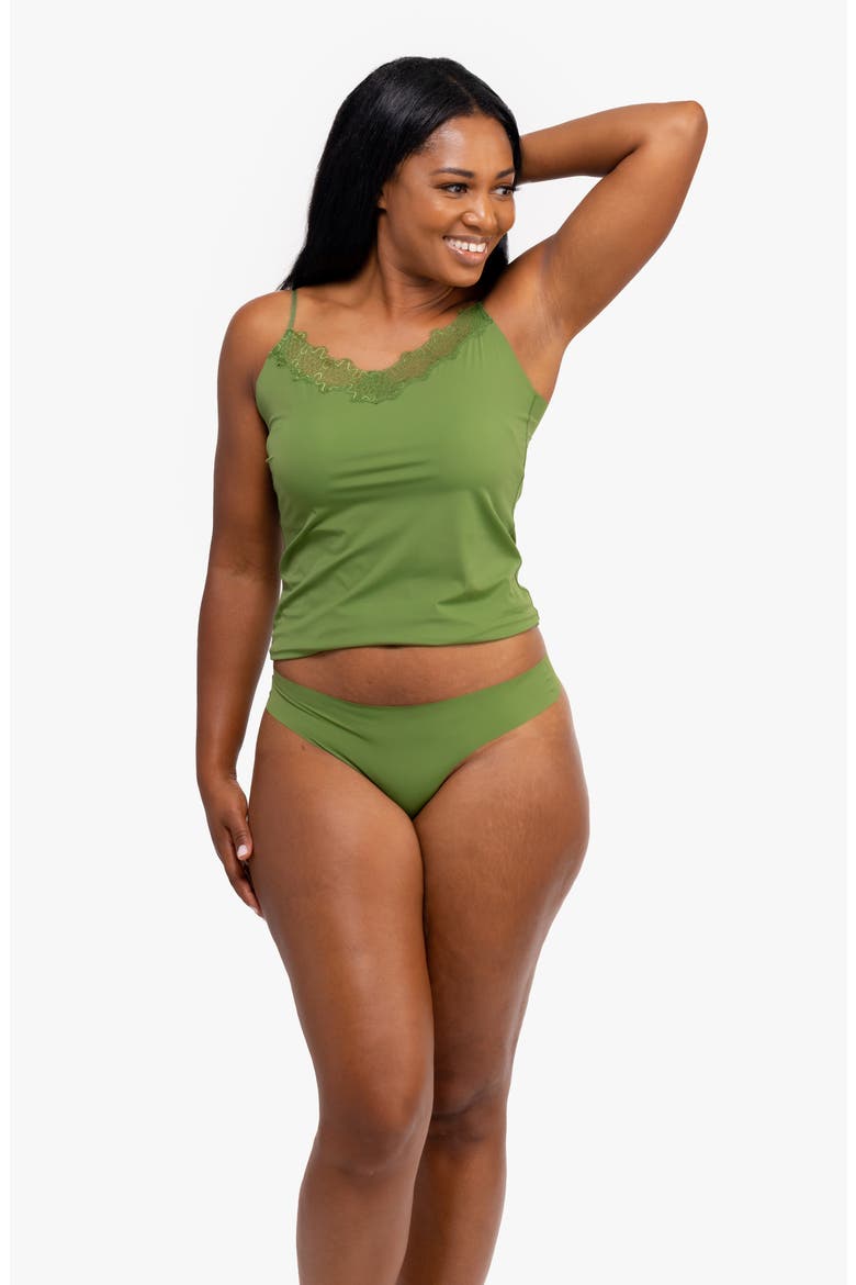 Soft Seamless Camisole with Lace, Alternate, color, KALE