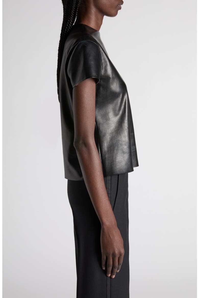 Leather T-Shirt, Alternate, color, BLACK