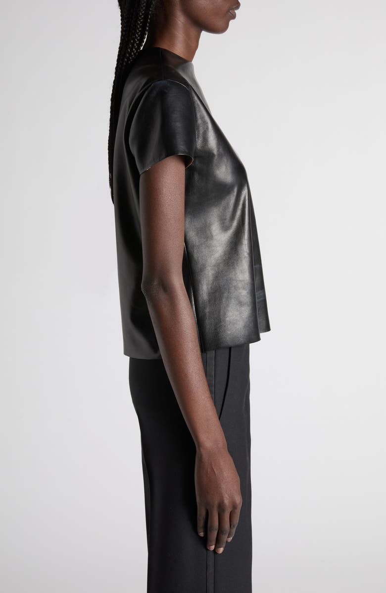 TOM FORD Leather T-Shirt, Alternate, color, Black