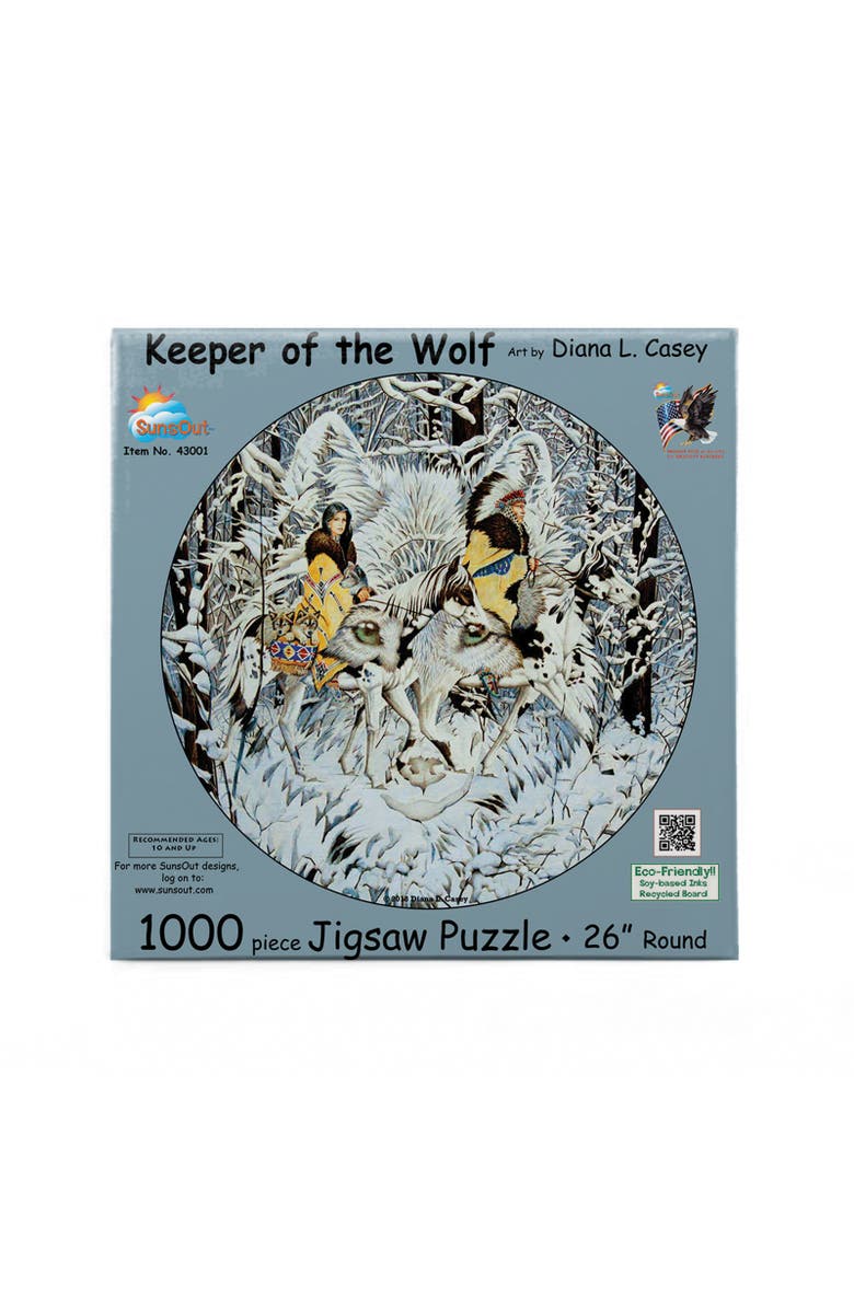 Sunsout Keeper of the Wolf 1000 piece Jigsaw Puzzle for Adults Round, Alternate, color, Multicolor