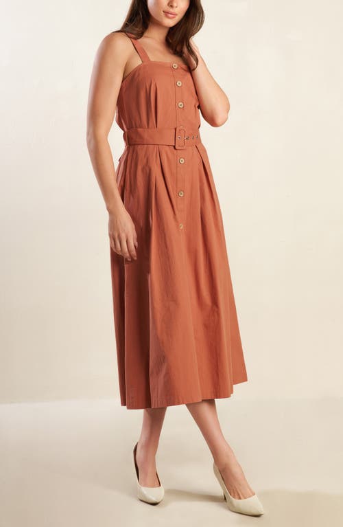 Freemarket Cotton Sleeveless Midi Dress In Rust