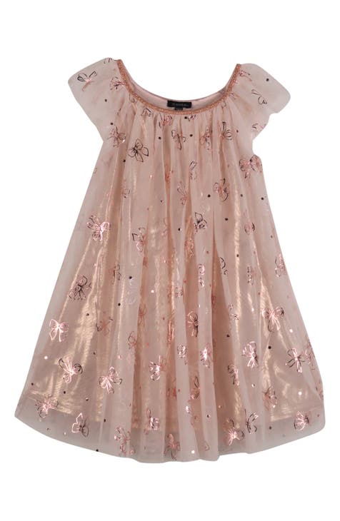 Kids' Bow Foil Fluffy Mesh Dress (Little Kid)