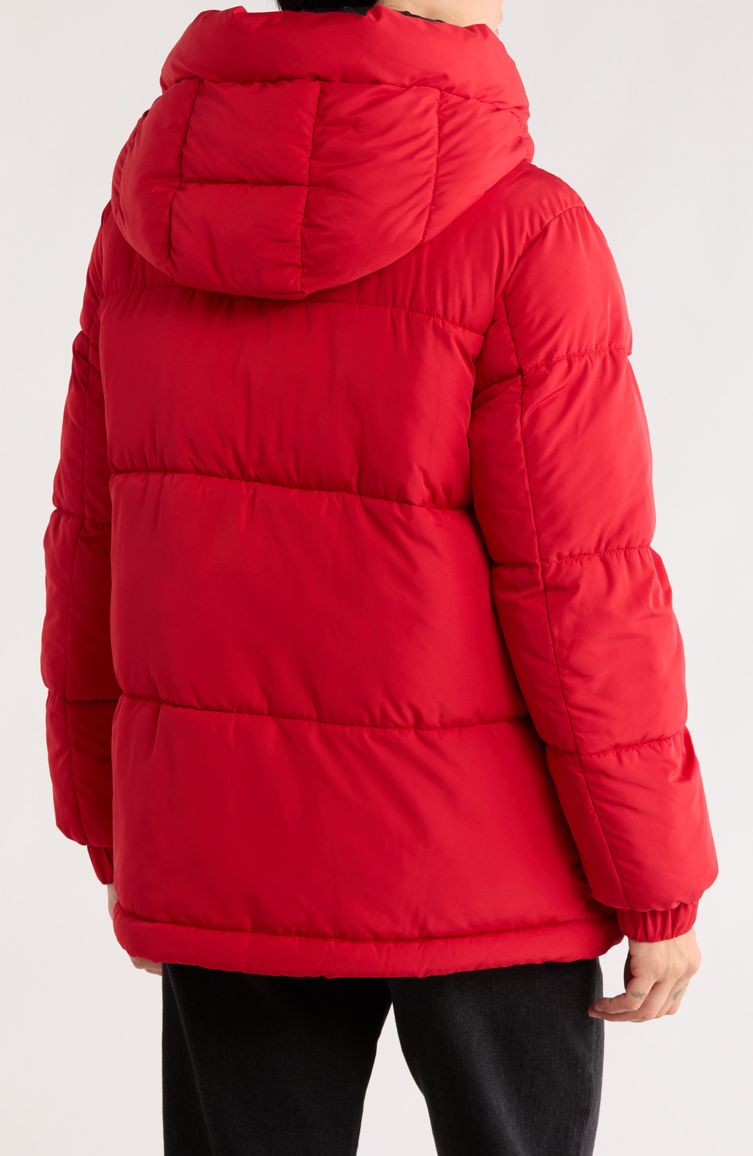 Hooded Puffer Jacket with Bib