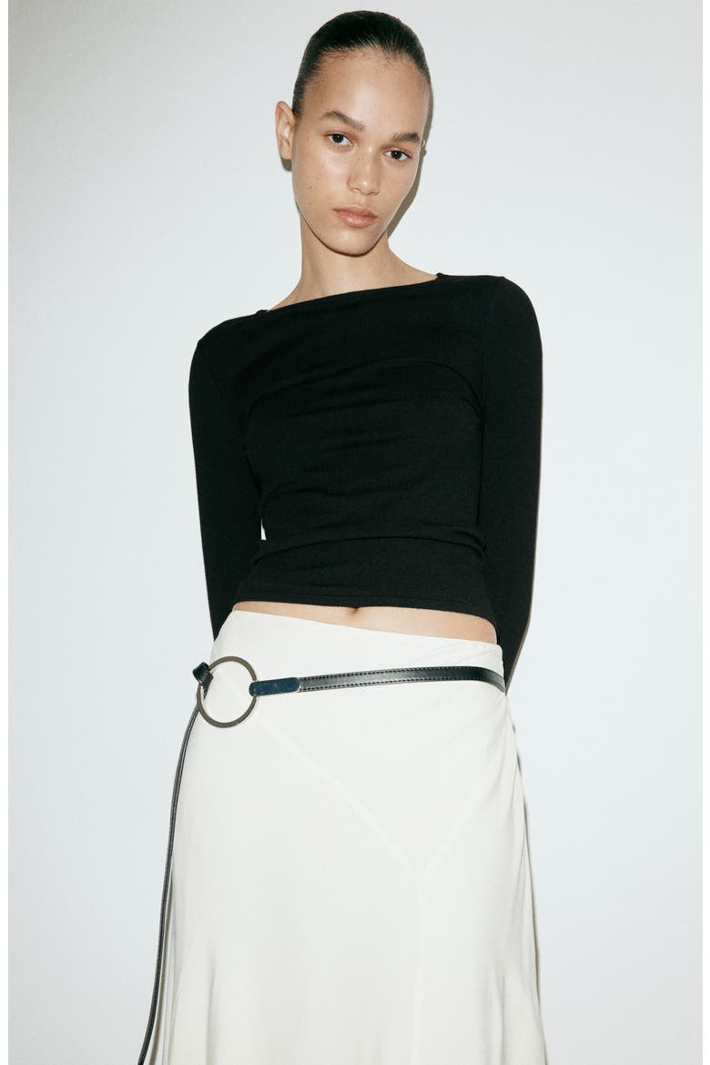 Fitted Boat Neck Sweater, Alternate, color, BLACK