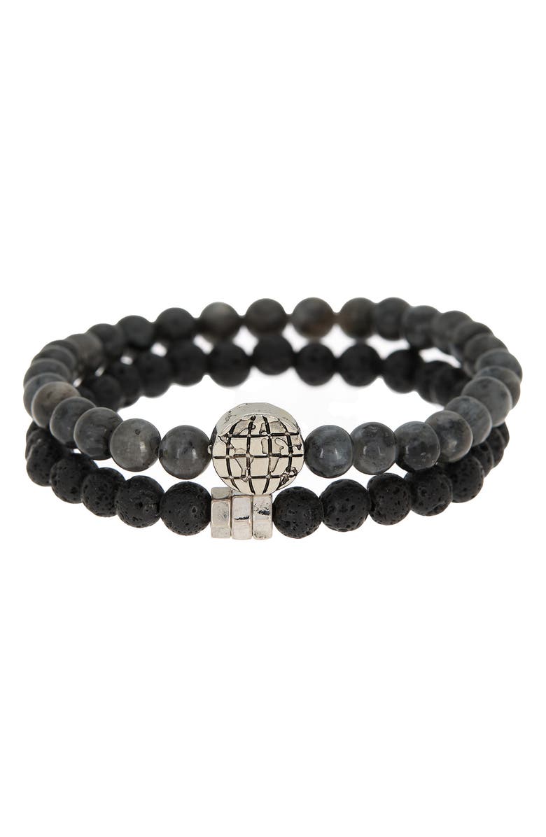 NORDSTROM RACK Lava Stone Bead Icon Bracelet - Set of 2, Alternate, color,
