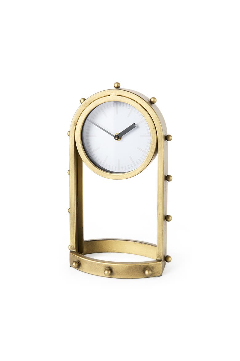 Marian Studded Table Clock, Main, color, Gold