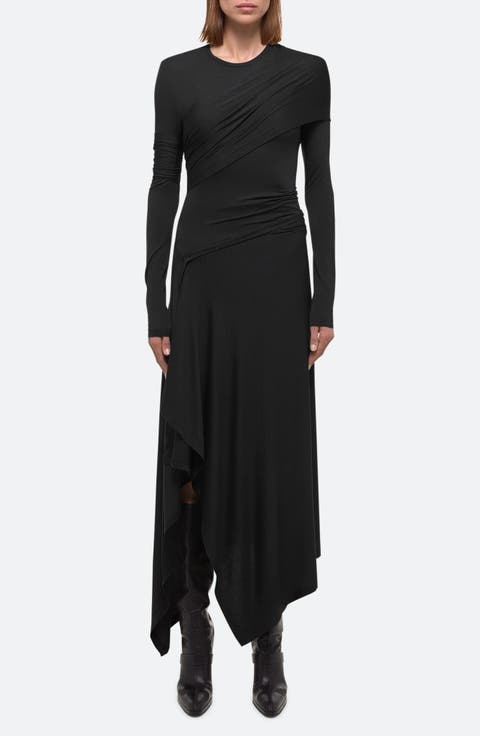 Protection Draped Asymmetric Long Sleeve Dress