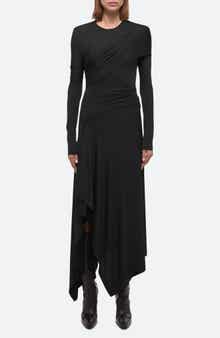 Helmut Lang Protection Draped Asymmetric Long Sleeve Dress